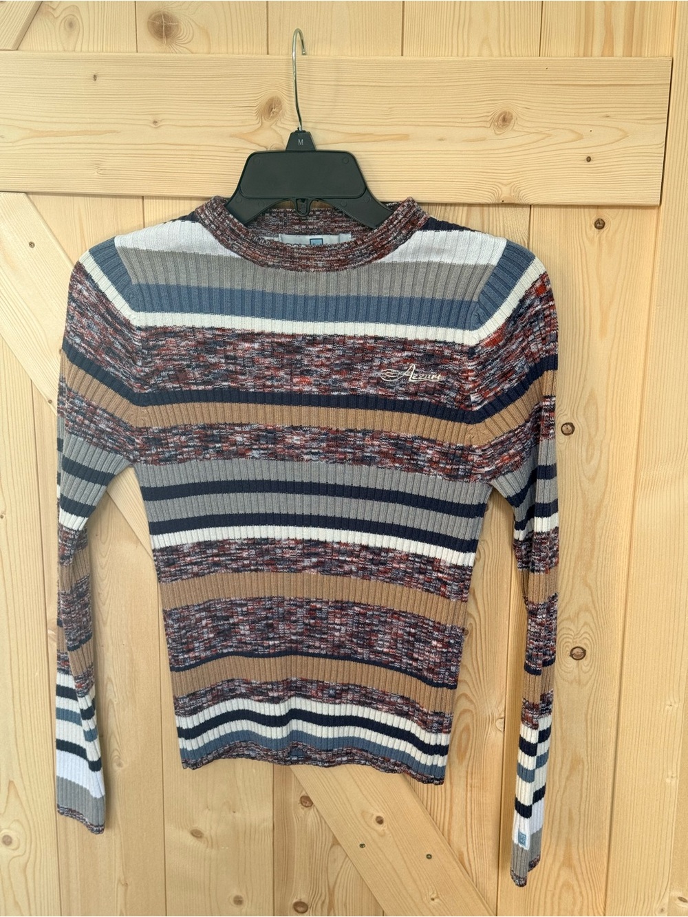Long Sleeve Ribbed Striped Crewneck Sweater - Multicolor